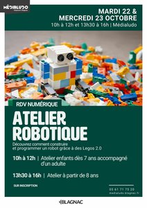 Stages,cours Ateliers Robot lego - 22 23 octobre